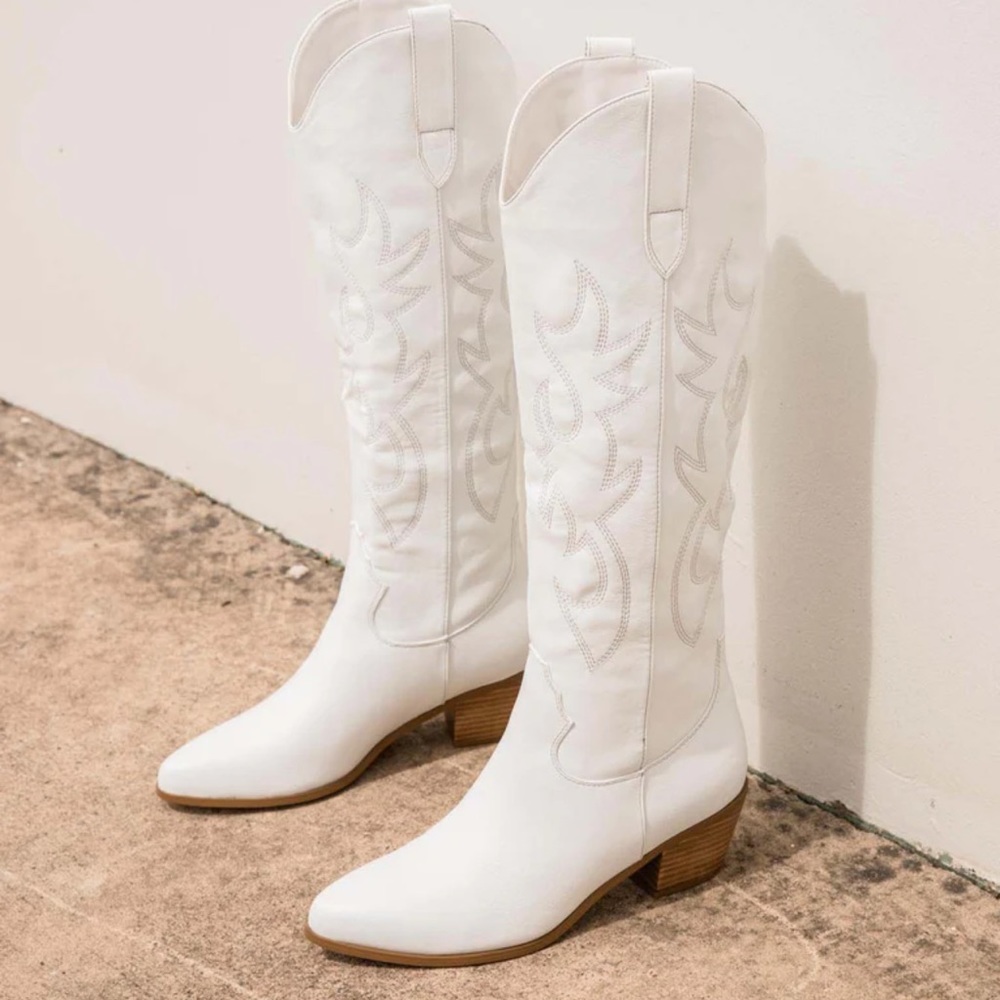 Princess Polly White Cowboy Boots